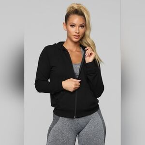 NWT Fashion Nova run with me Black Zip up hoodie